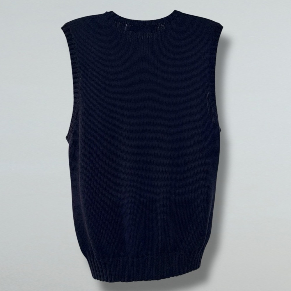 ⭐ POLO RALPH LAUREN 100% Cotton Knit Sweater Vest – Navy Blue, Red Pony –Size XL - Picture 11 of 16